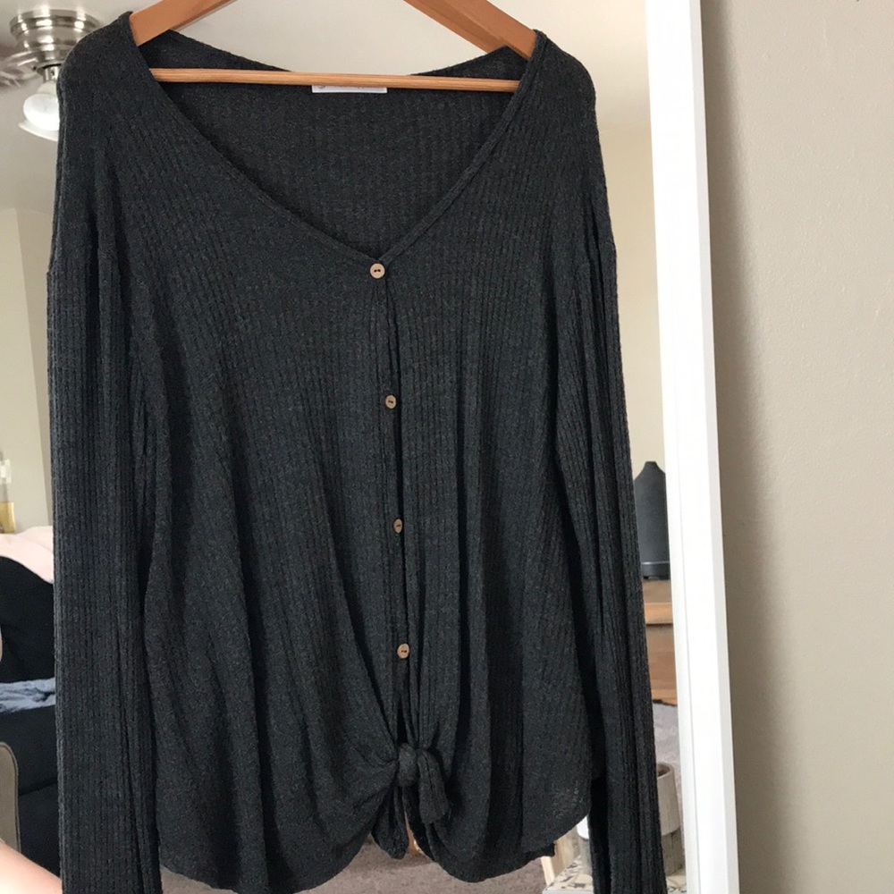 Tie front button up
